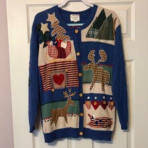 vintage Susan Bristol patchwork Christmas cardigan